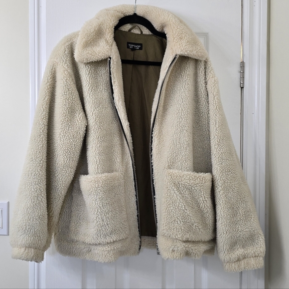 Topshop Jackets & Blazers - Topshop Teddy Cream Sherpa Jacket